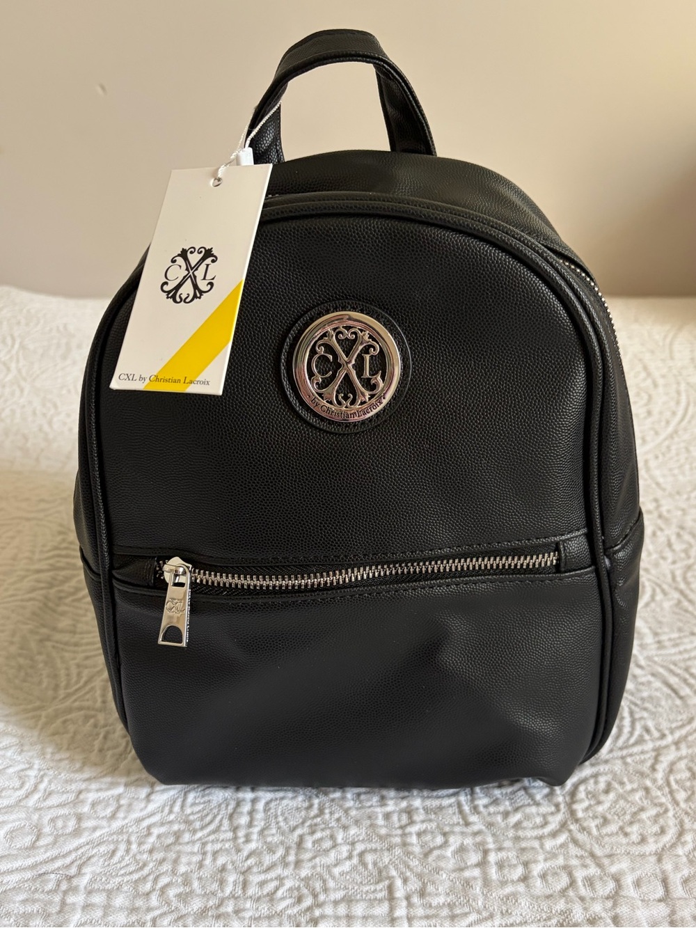NWT CXL by Christian Lacroix Pine Caviar Backpack Black with Silver Hardware